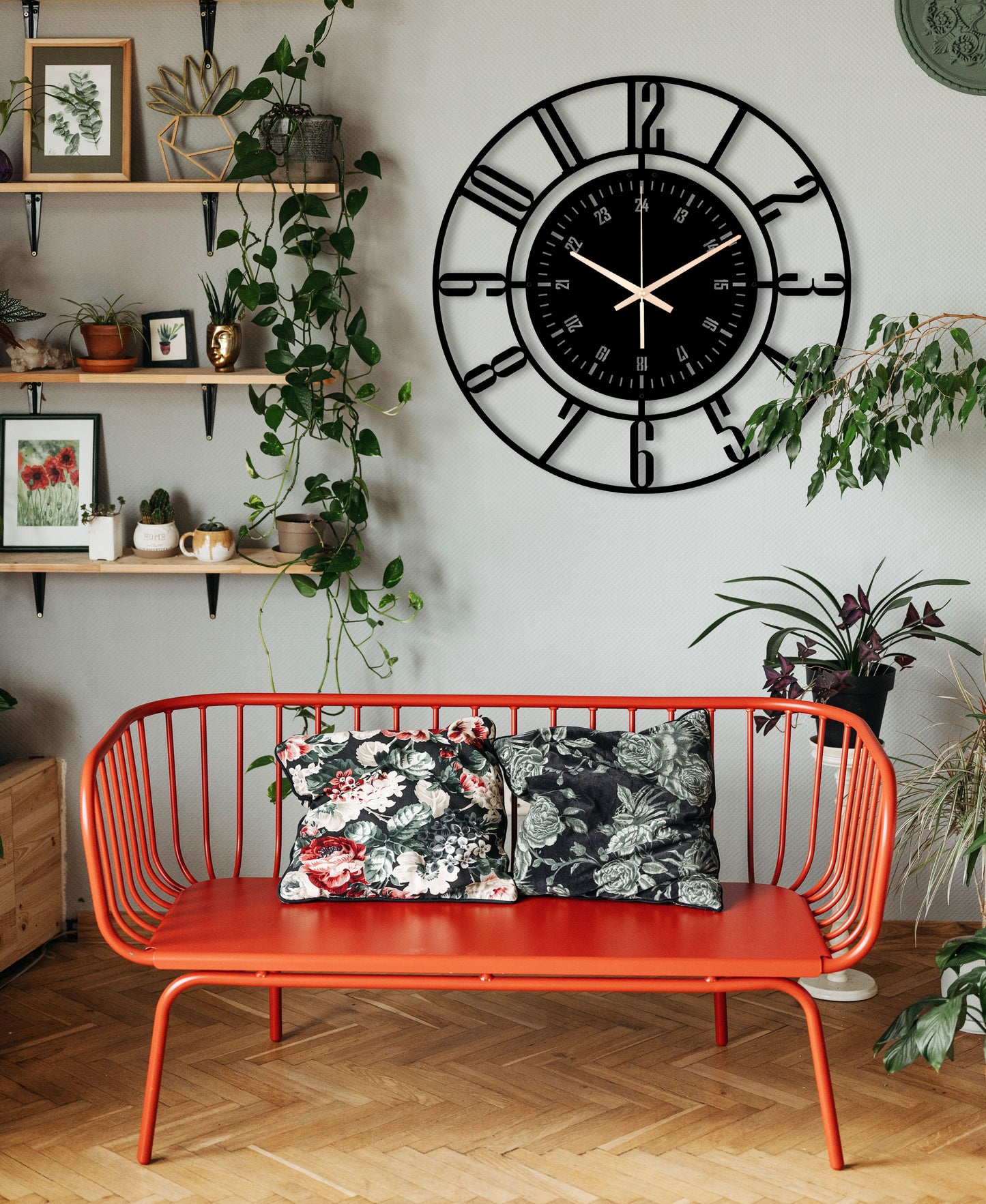 203-Dekoratif Metal Duvar Saati