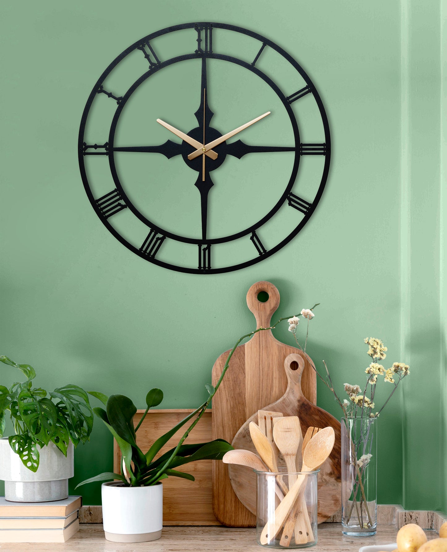 12-Dekoratif Metal Duvar Saati