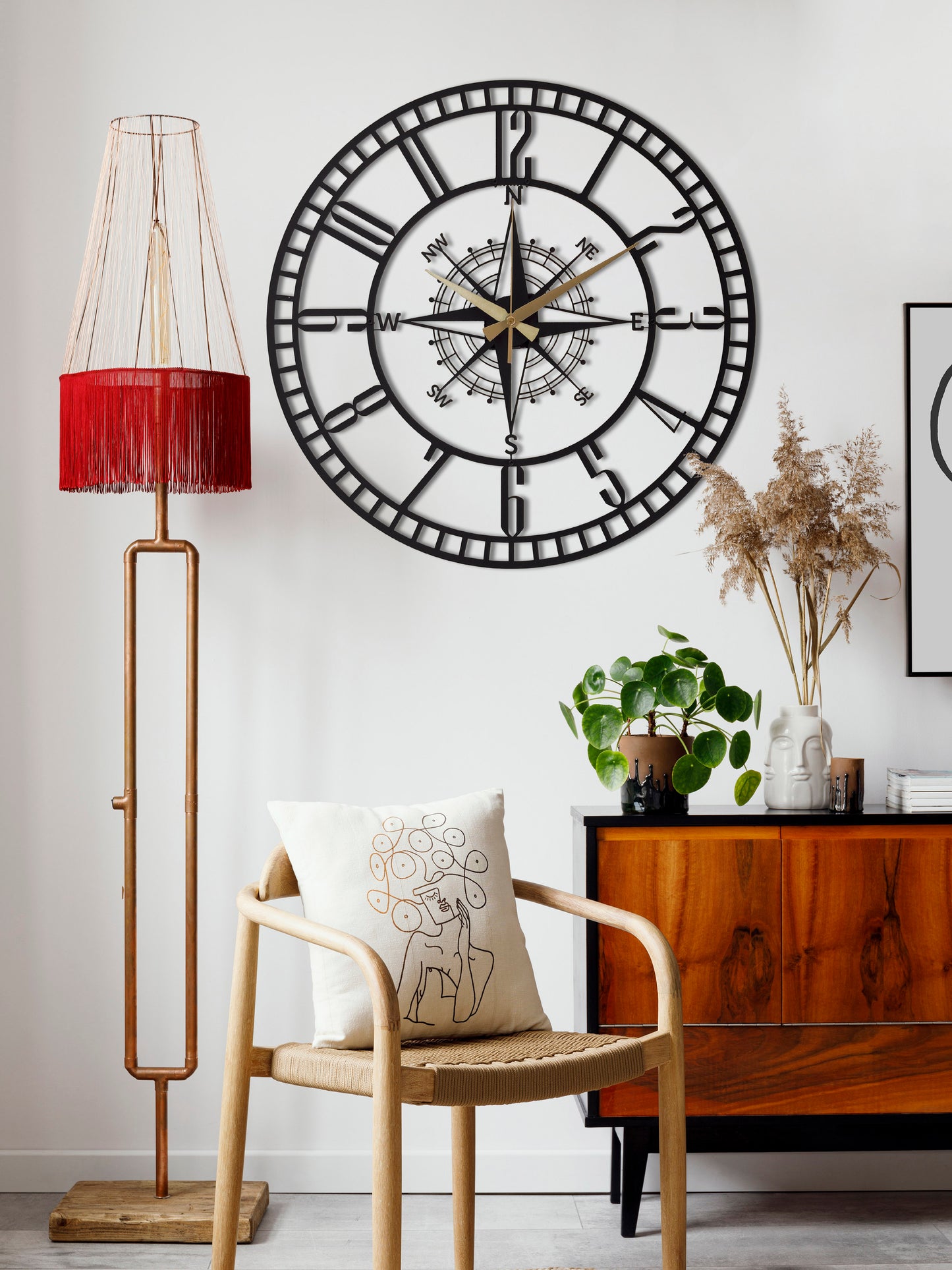 34-Dekoratif Metal Duvar Saati