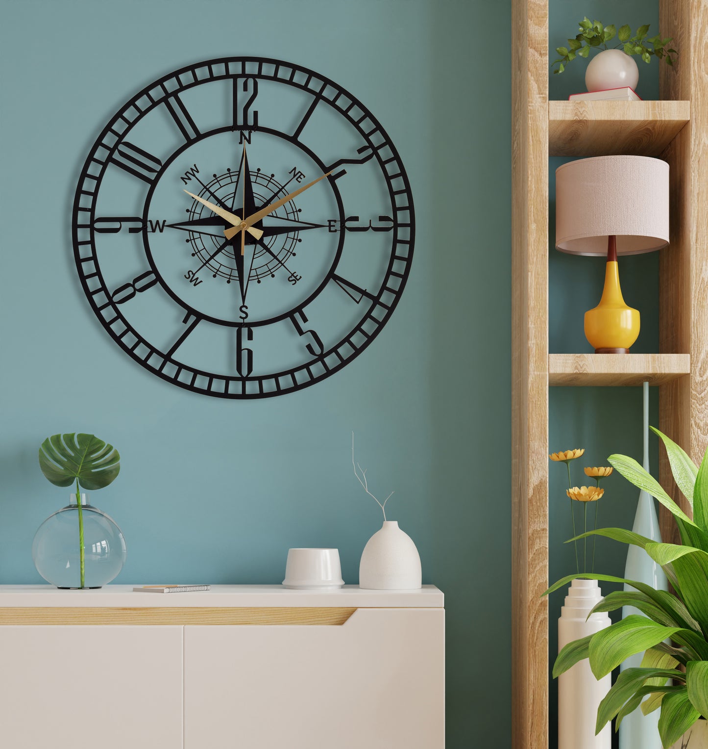 34-Dekoratif Metal Duvar Saati