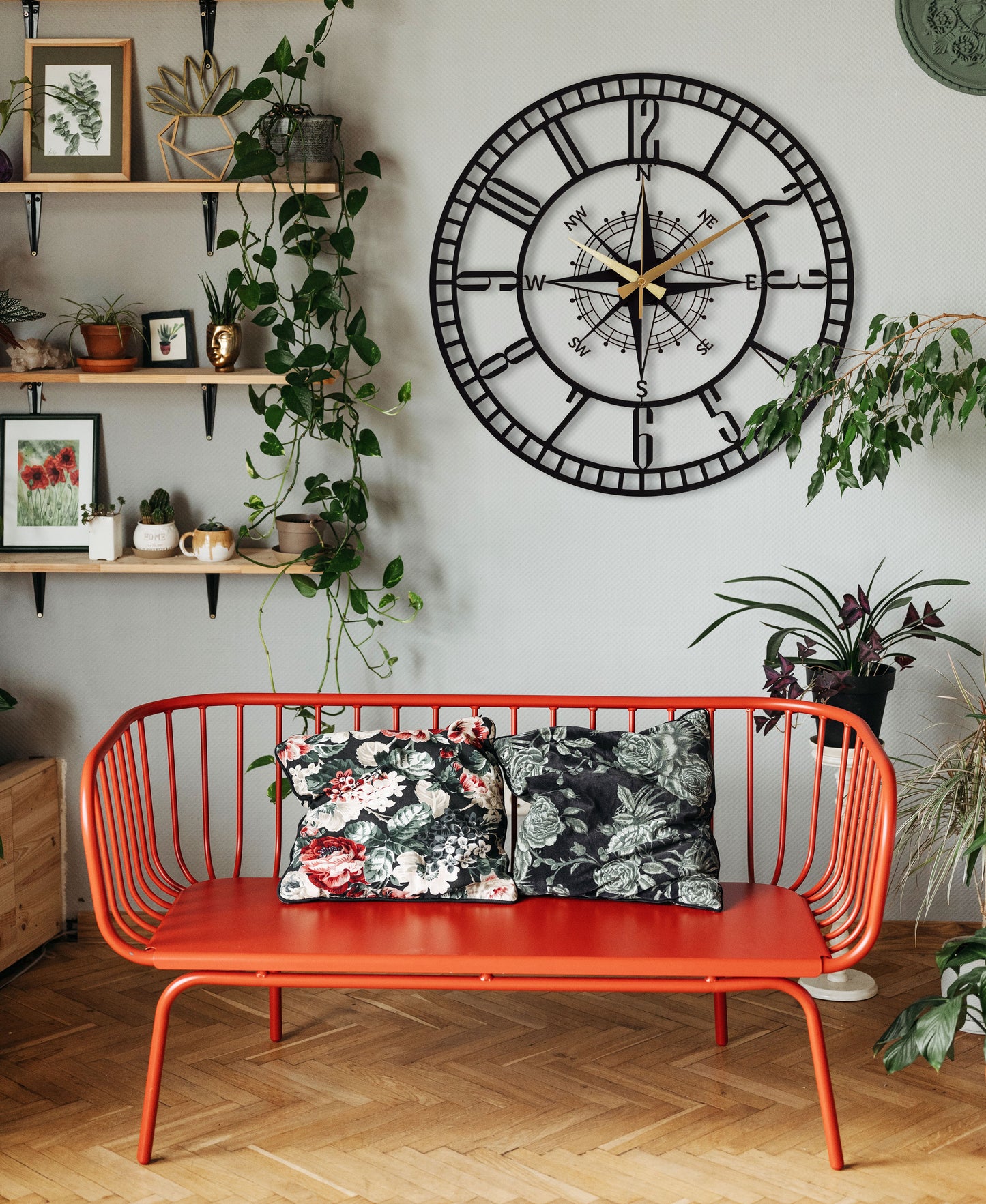 34-Dekoratif Metal Duvar Saati