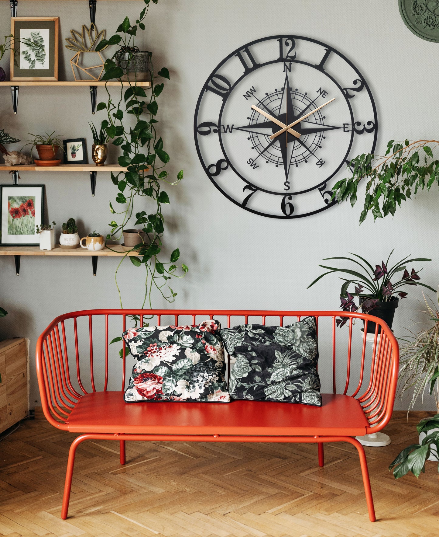 35-Dekoratif Metal Duvar Saati