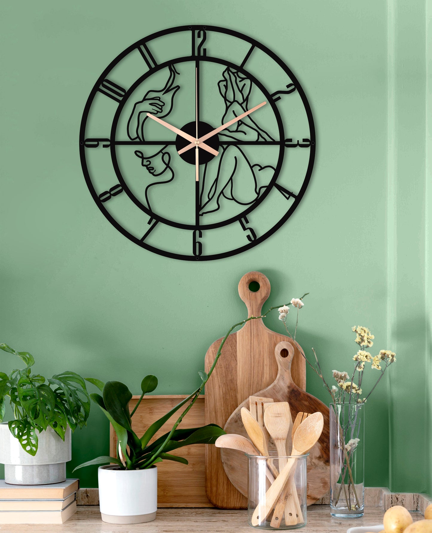 87-Dekoratif Metal Duvar Saati