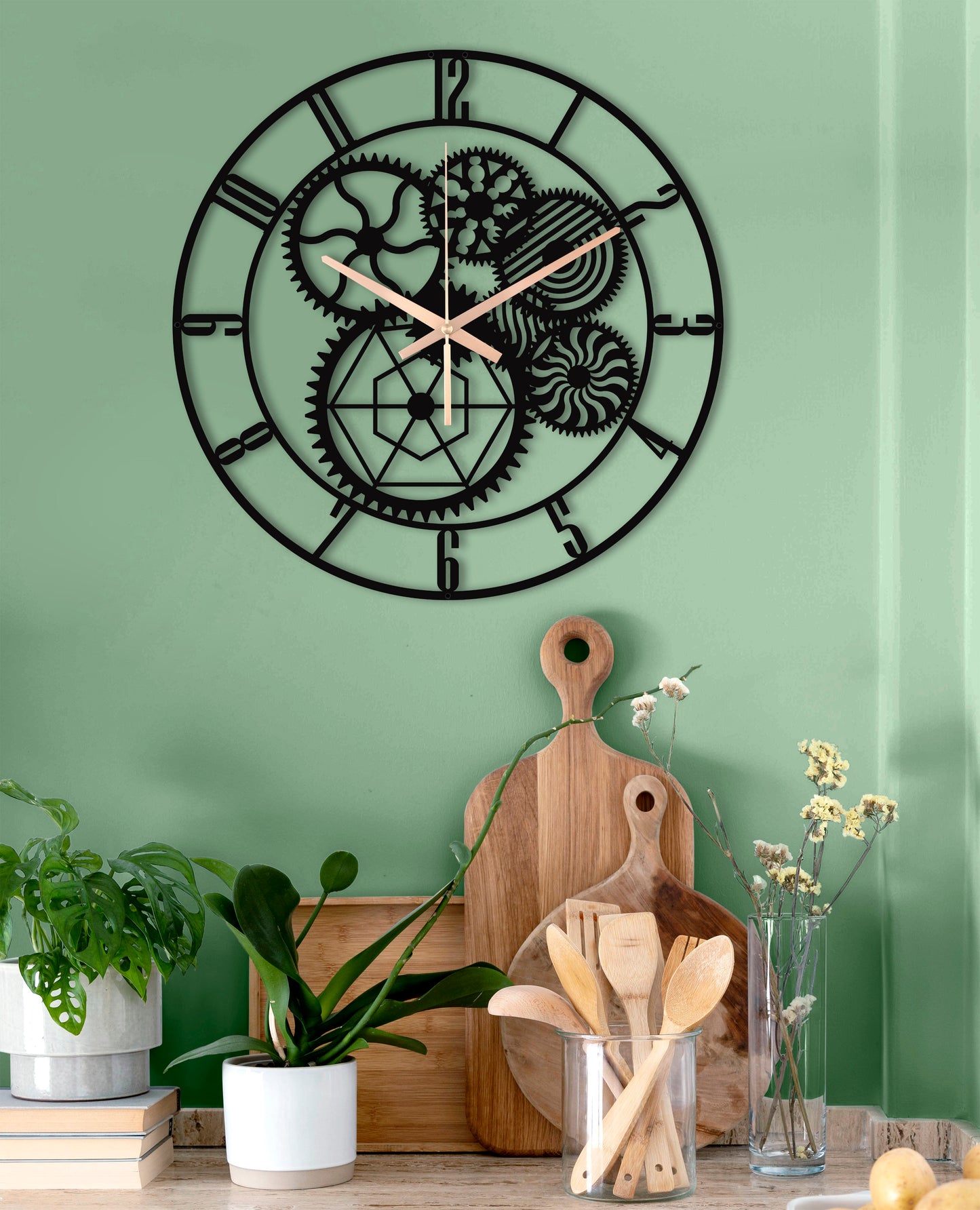 124-Dekoratif Metal Duvar Saati