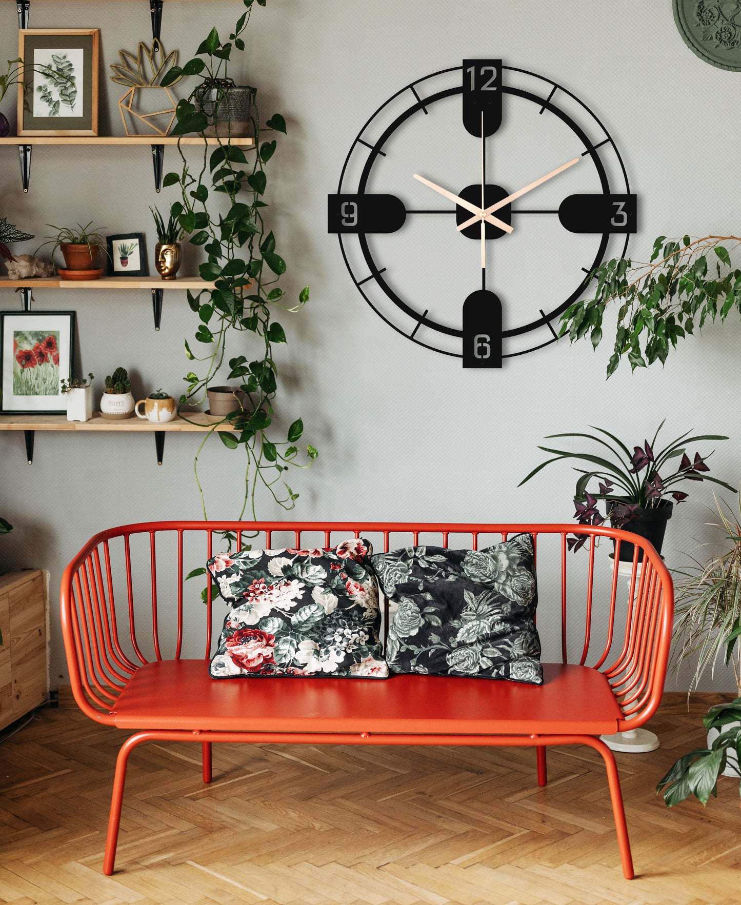 185-Dekoratif Metal Duvar Saati