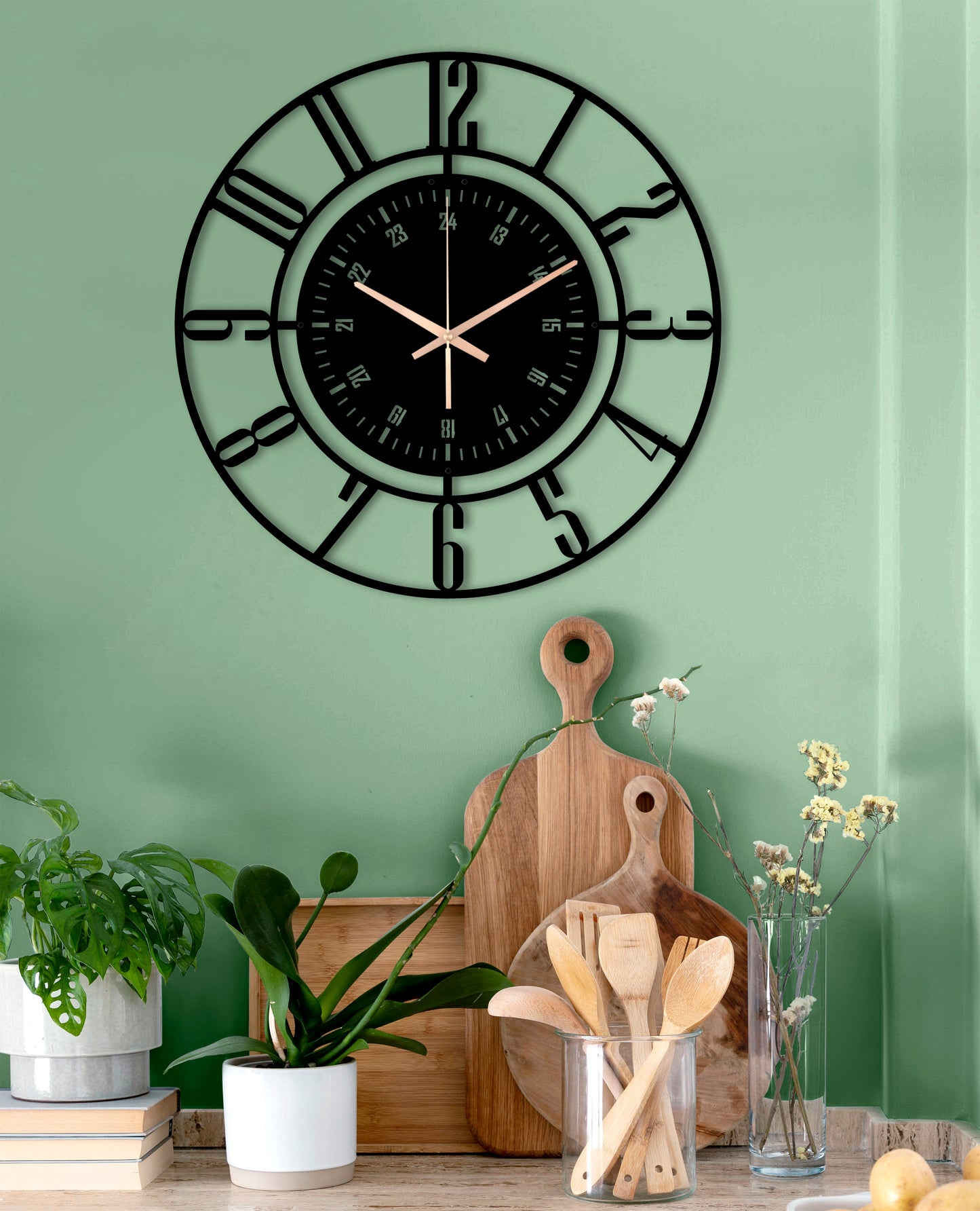 203-Dekoratif Metal Duvar Saati